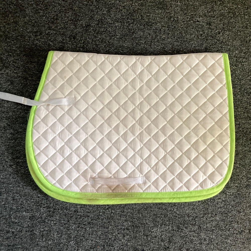 Dover All Purpose White and Lime Saddle Pad